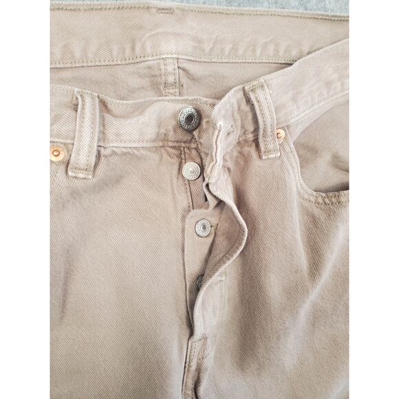 Men's Levi's 501 Size W30/L32 Button Fly Khaki Jeans - Picture 3 of 6